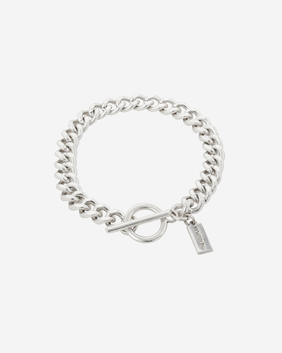 Wide silver chain bracelet