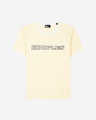 T-shirt with yellow rhinestone logo