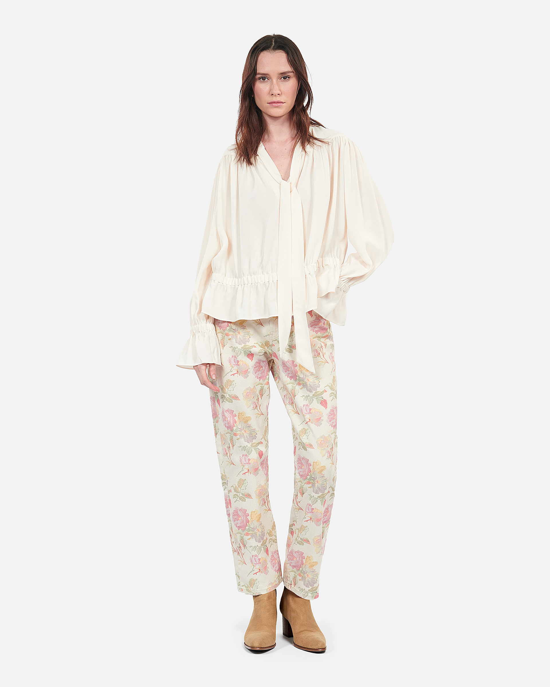 Ecru top with shirring