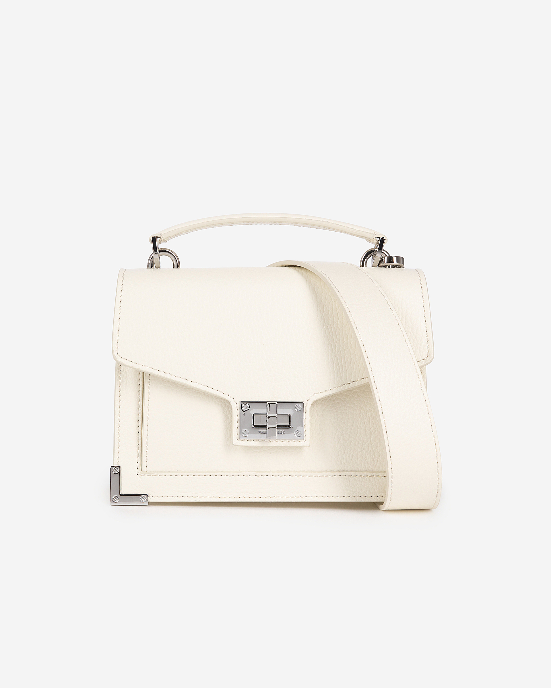 Emily small white grained leather bag
