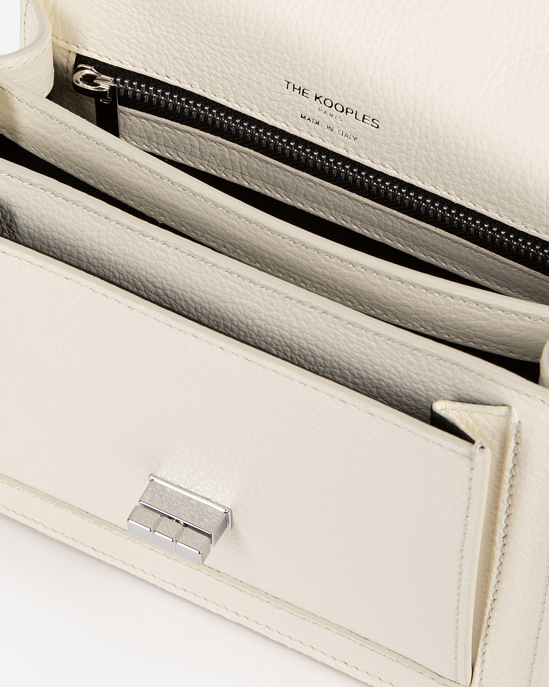 Emily small white grained leather bag