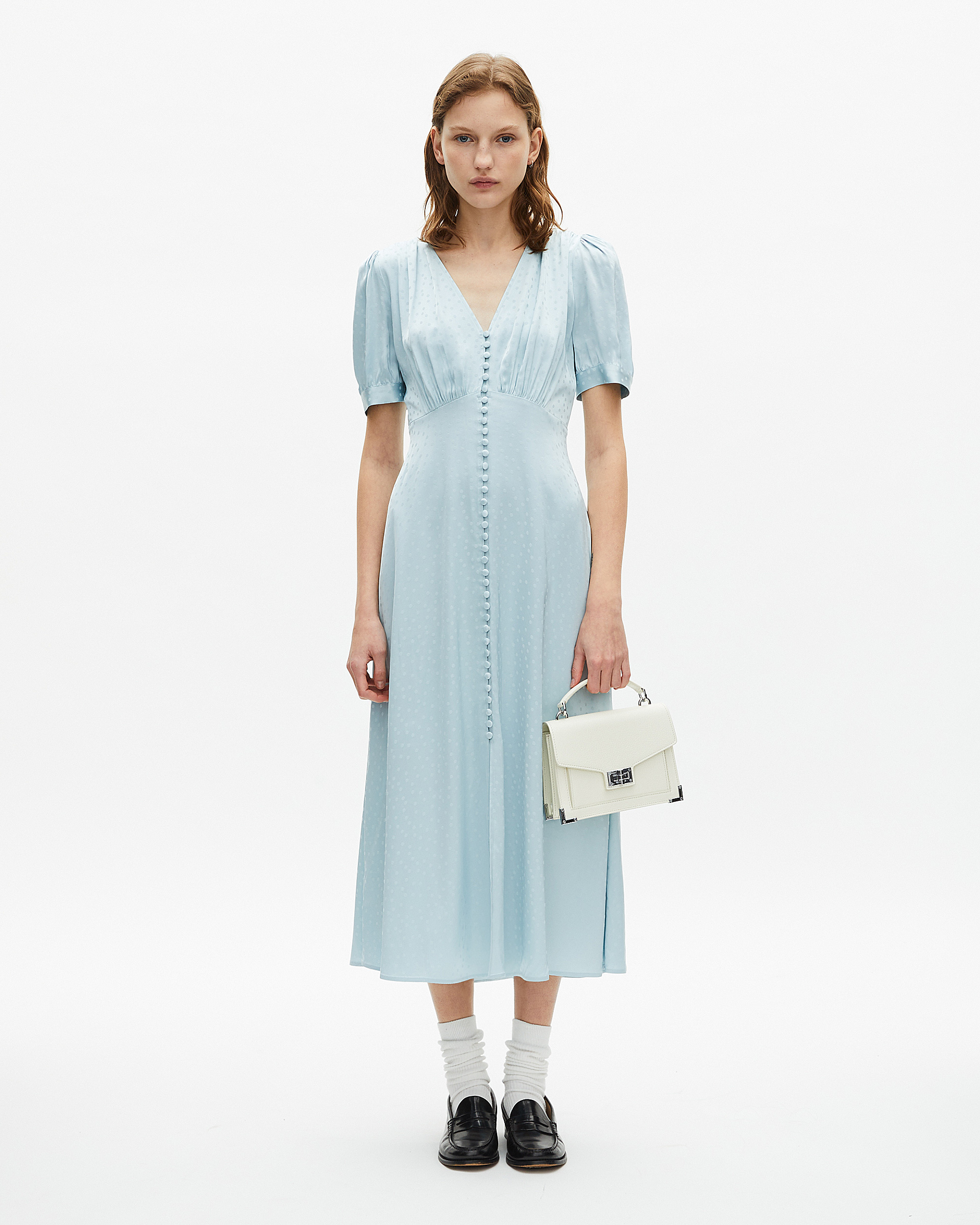 Emily small white grained leather bag