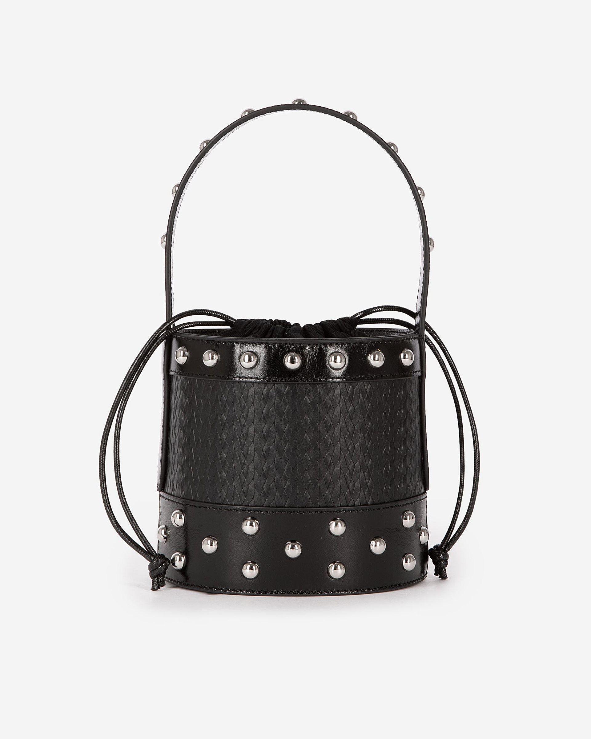 Studded bucket bag, black