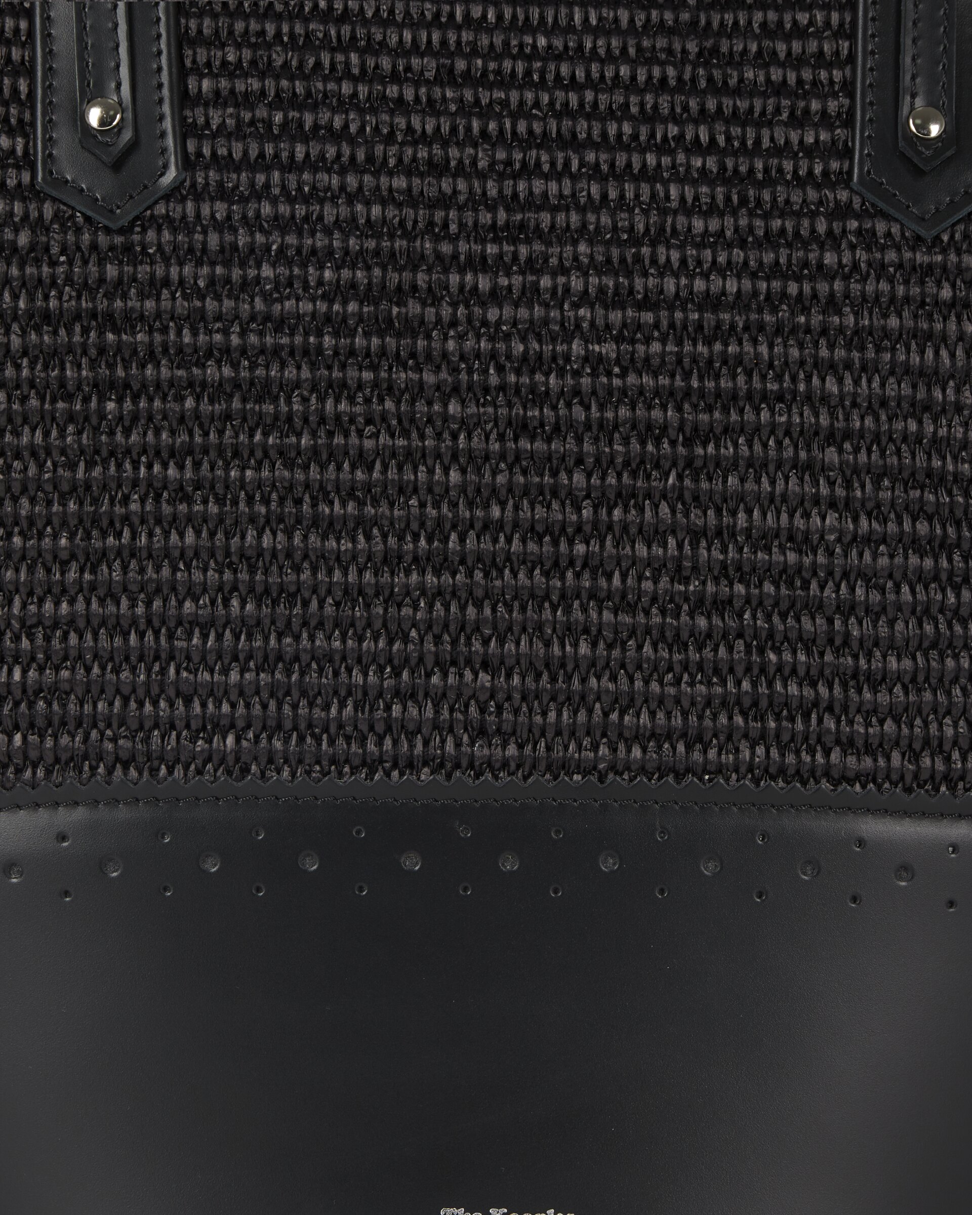 Black leather and raffia tote bag