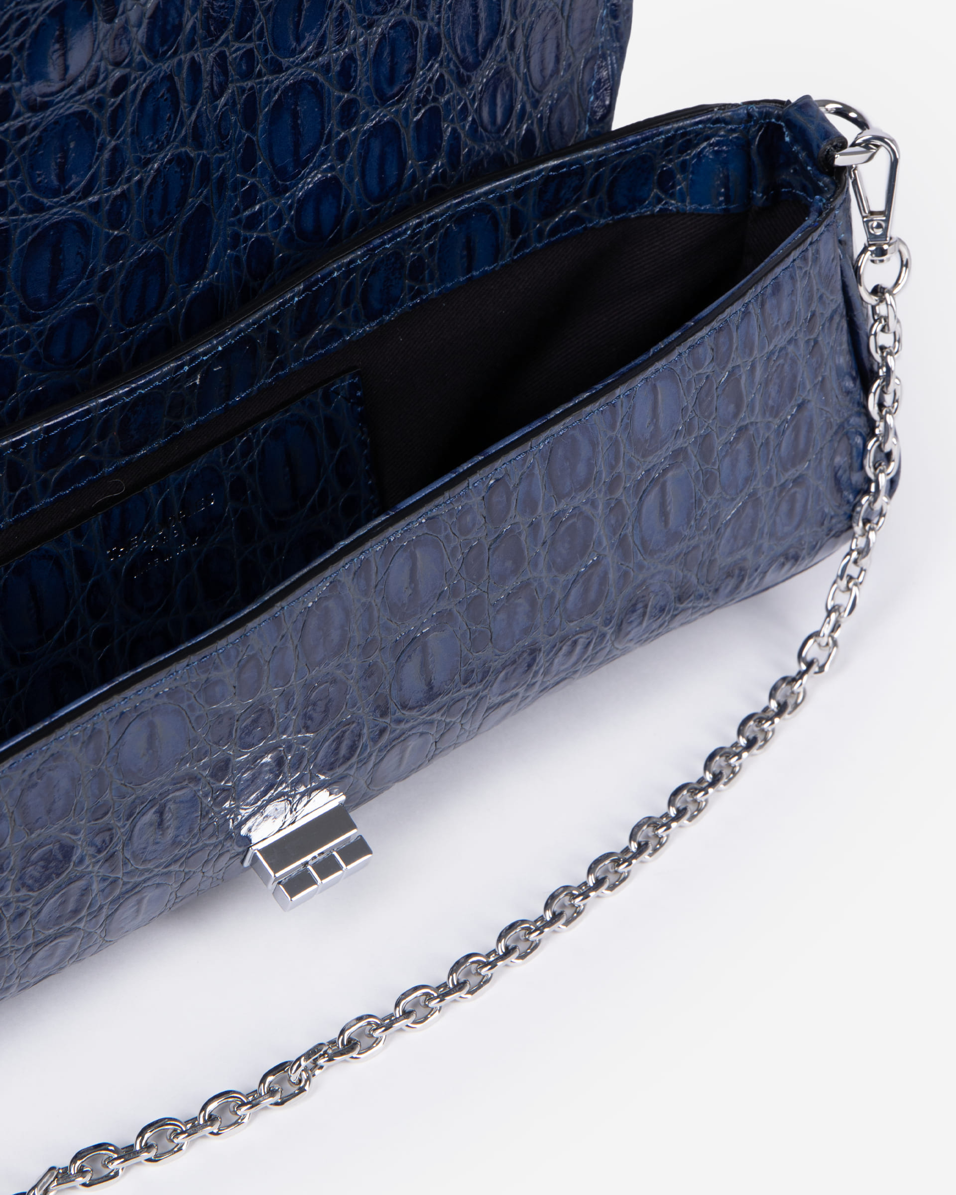 Blue embossed leather bag