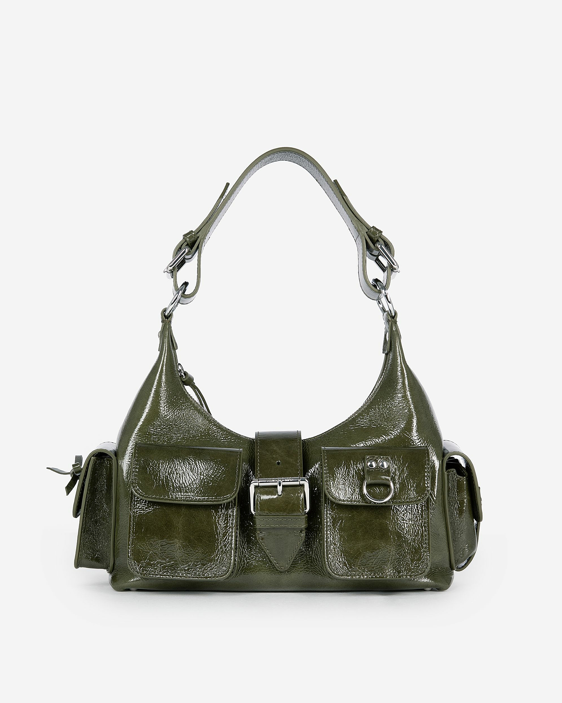 Amelia bag in green cracked leather