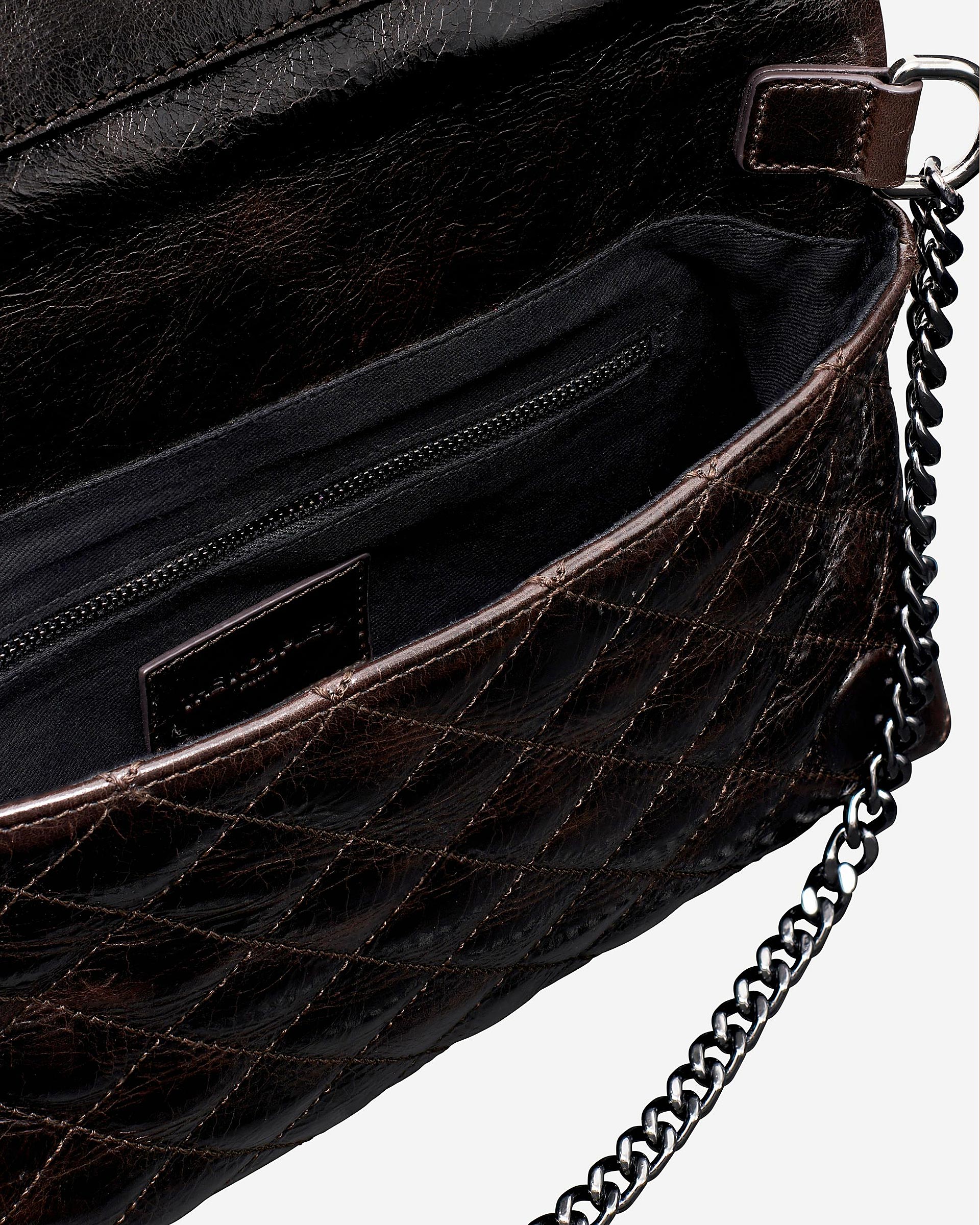 Heritage small clutch bag in brown cracked leather