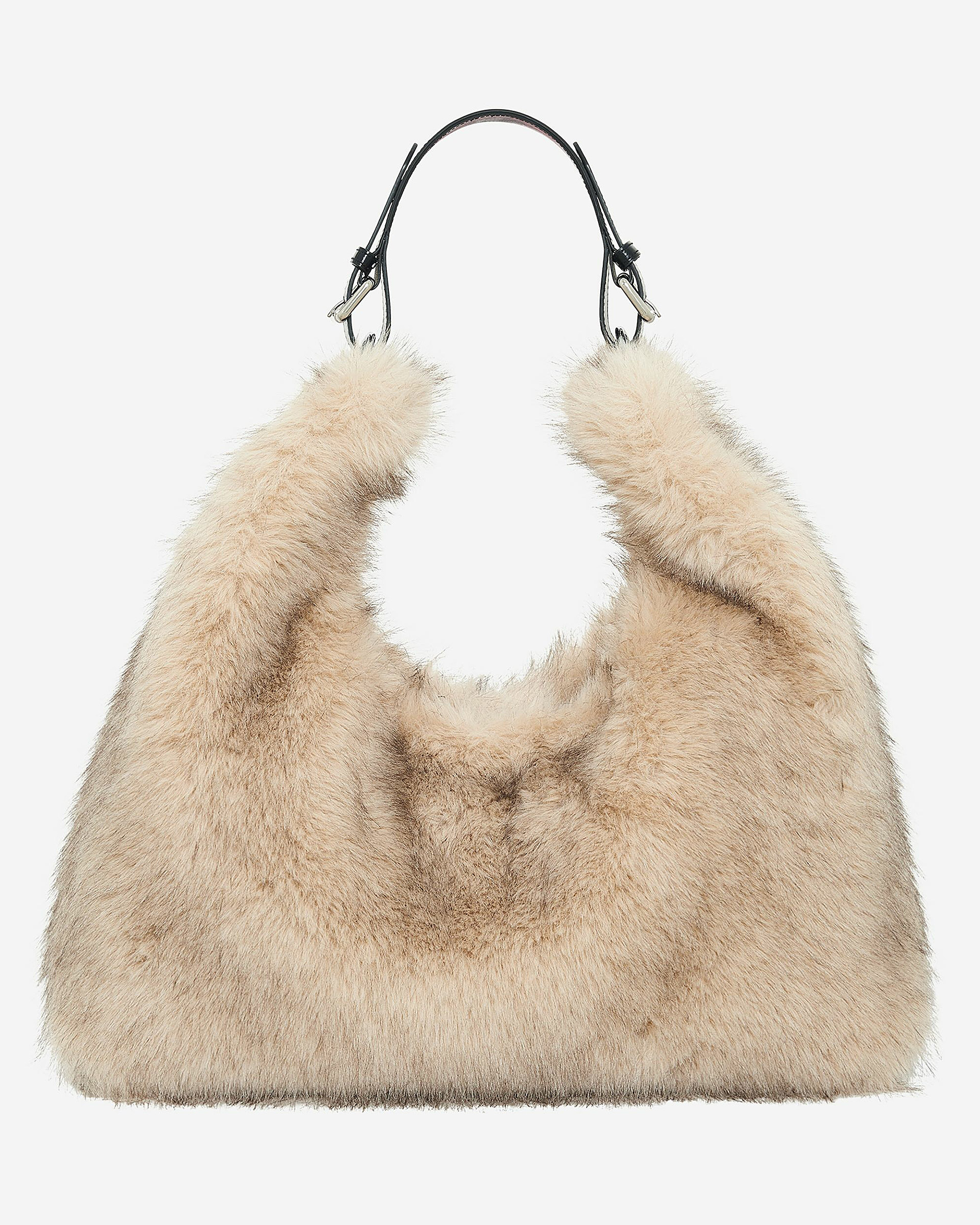 Beige fur-effect bag