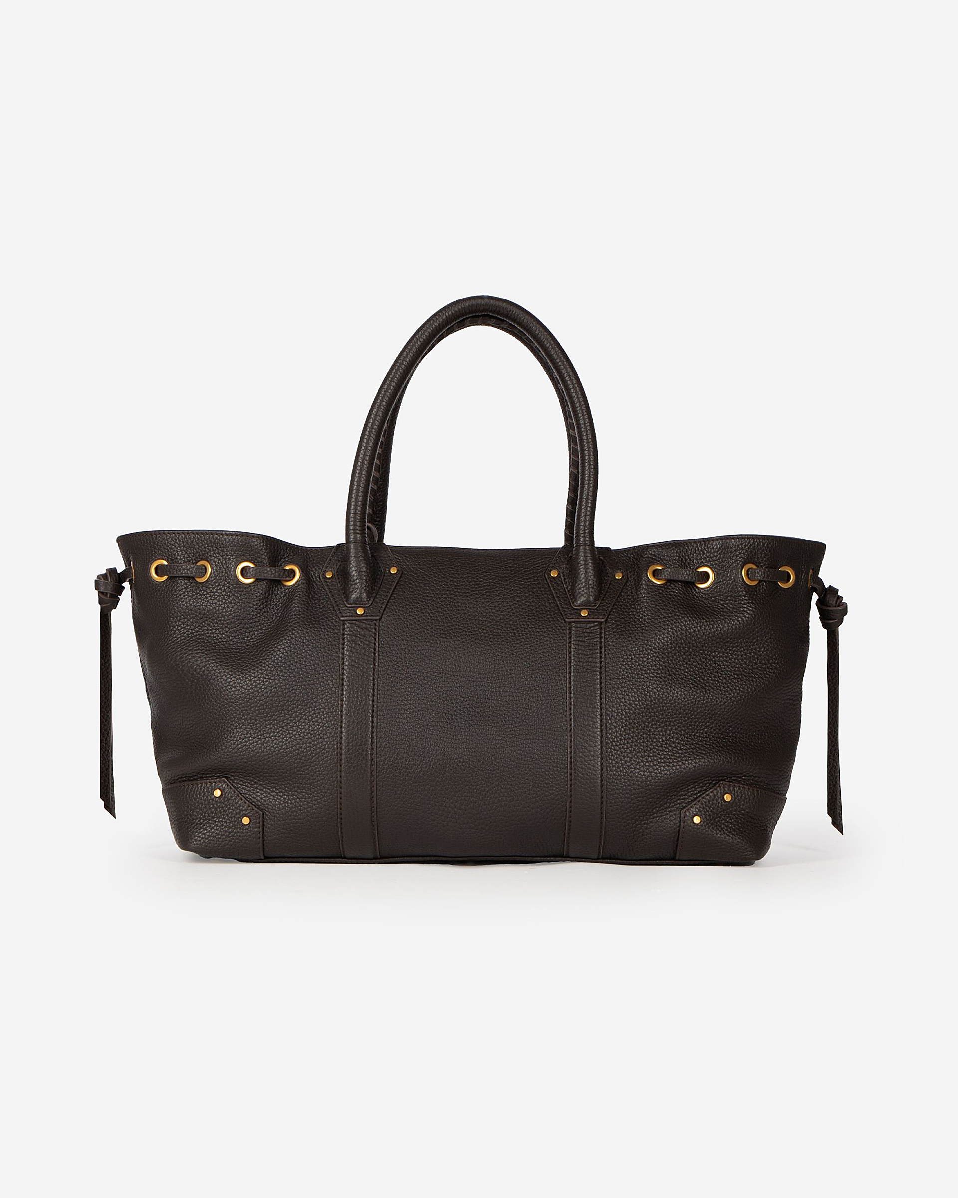 Brown grained leather shopper bag