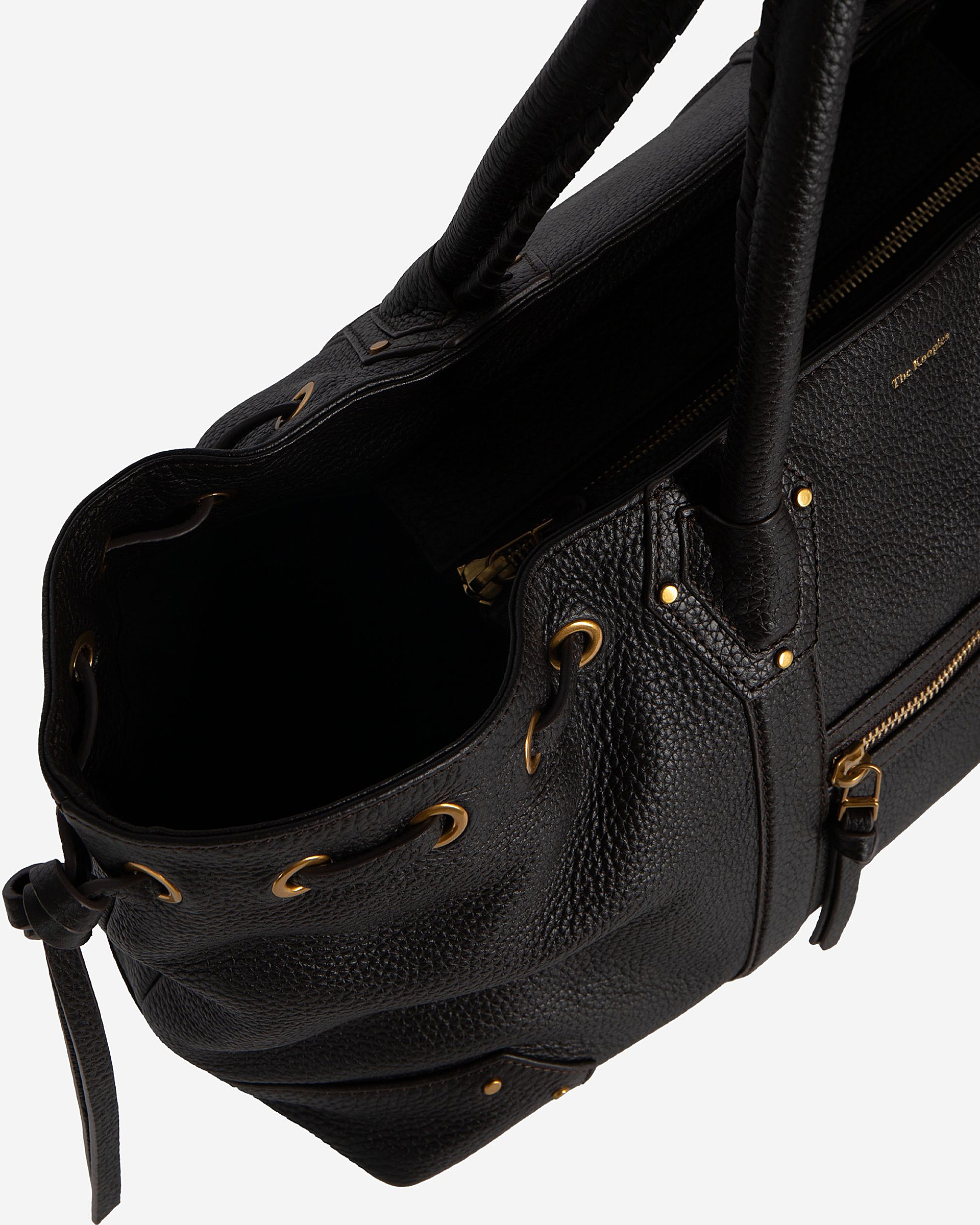 Brown grained leather shopper bag