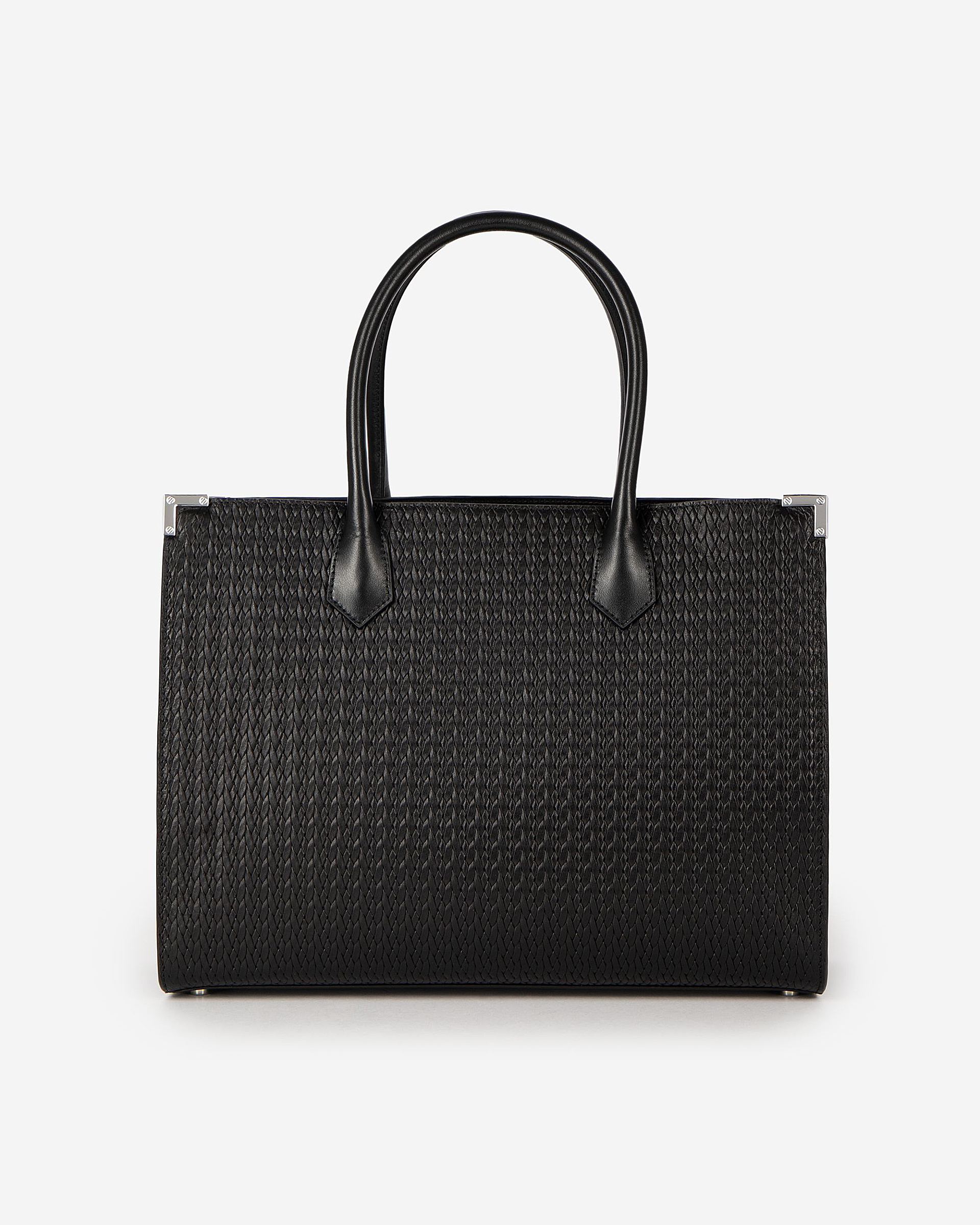 Ming L tote bag in black woven leather