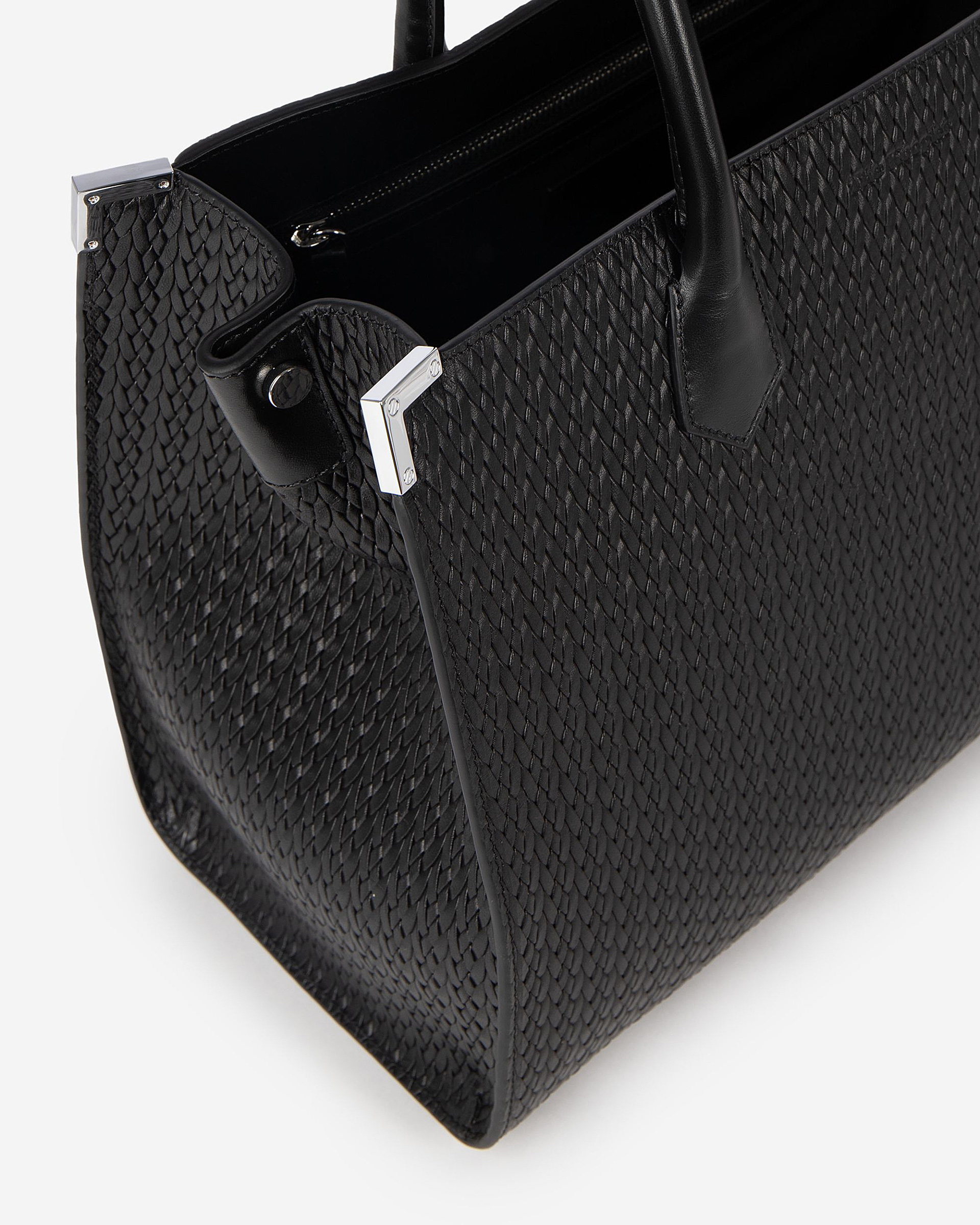 Ming L tote bag in black woven leather