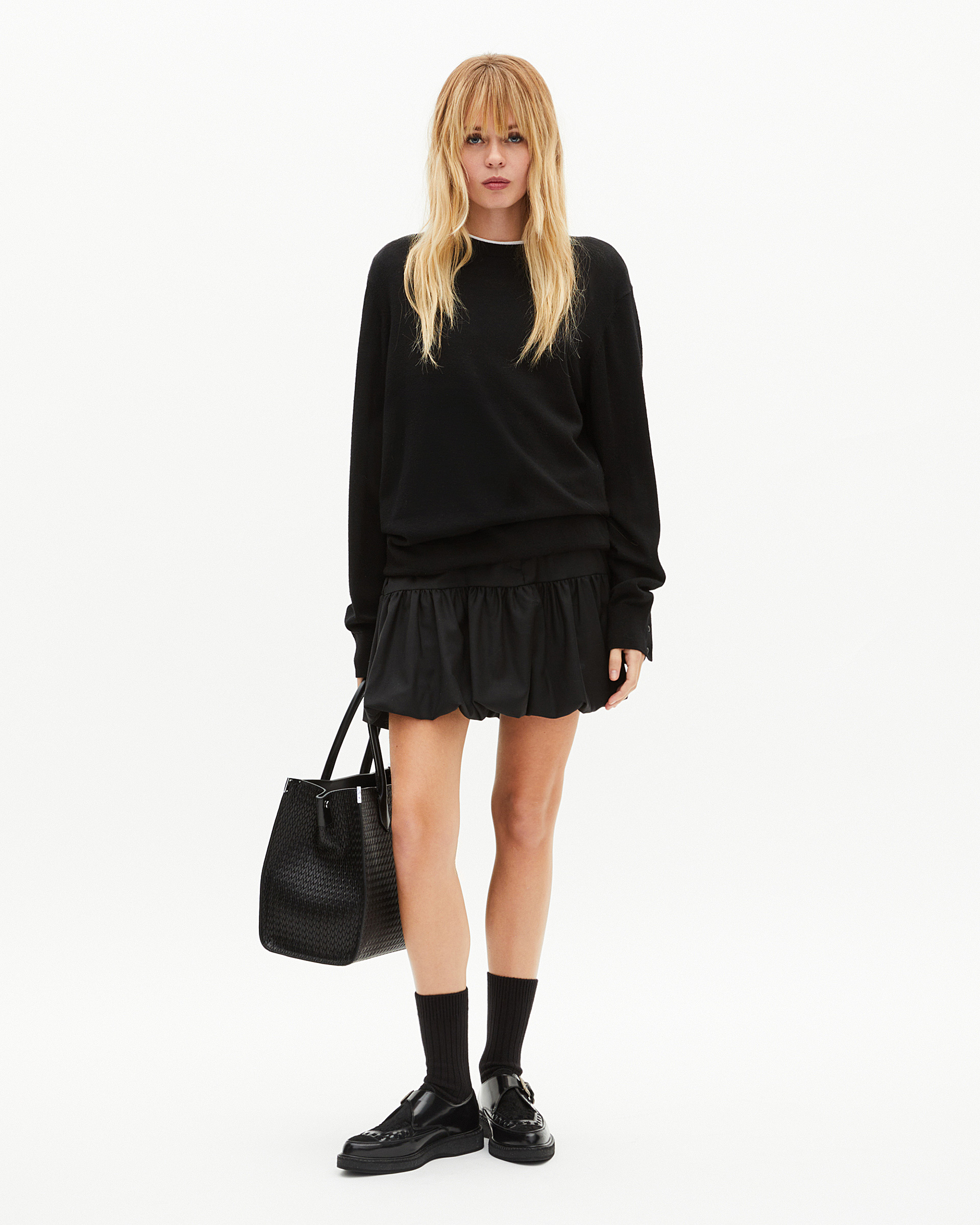 Ming L tote bag in black woven leather