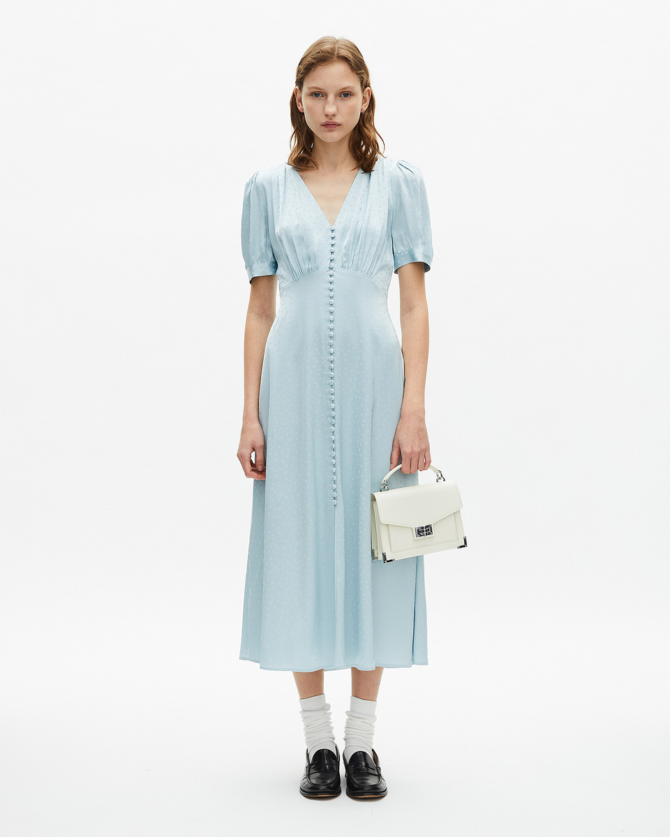 Emily small white grained leather bag