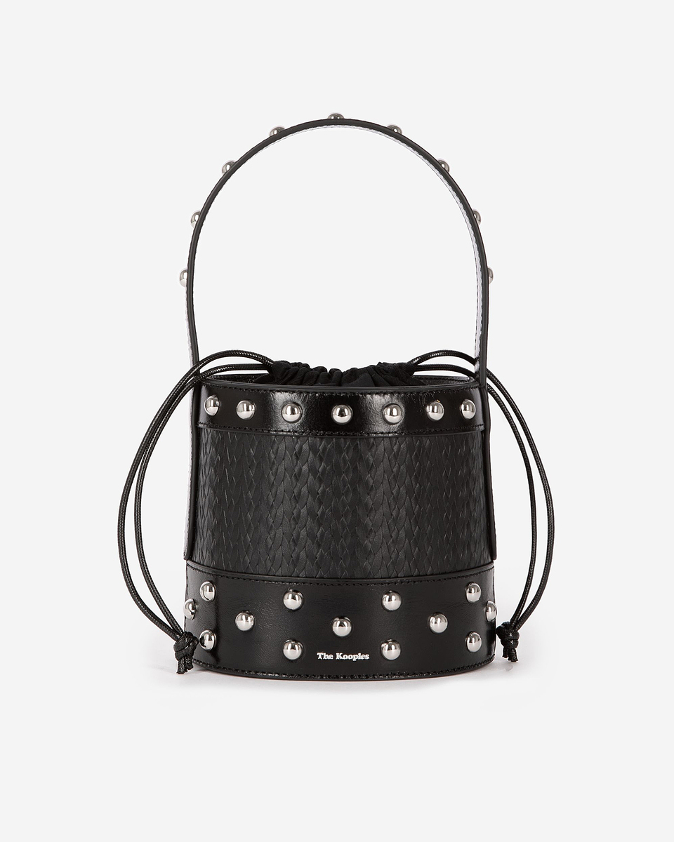 Studded bucket bag, black