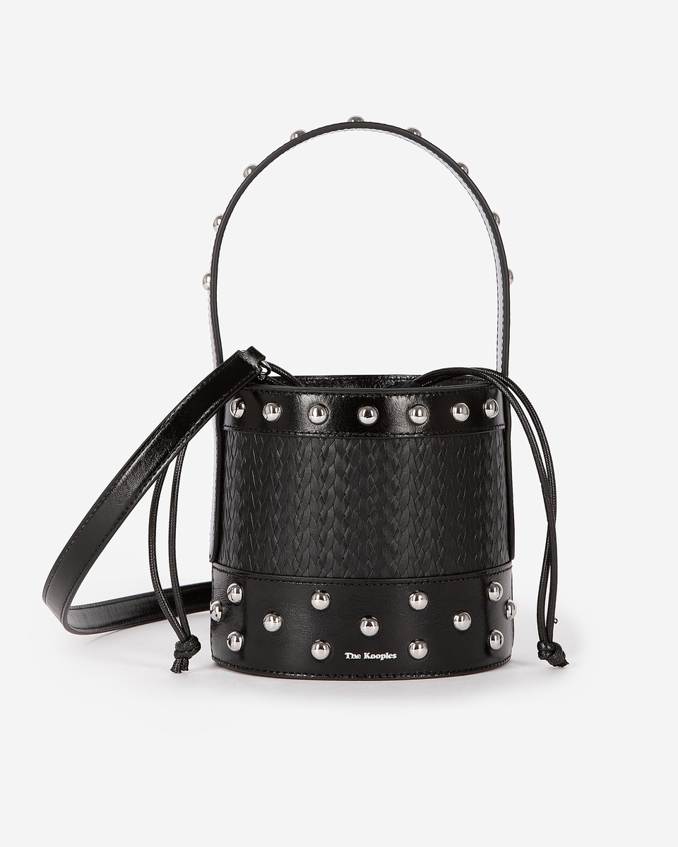 Studded bucket bag, black