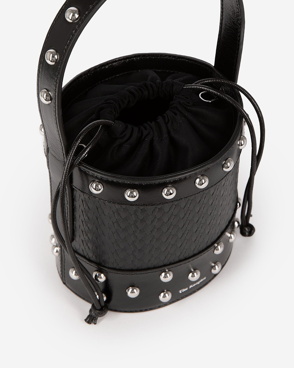 Studded bucket bag, black