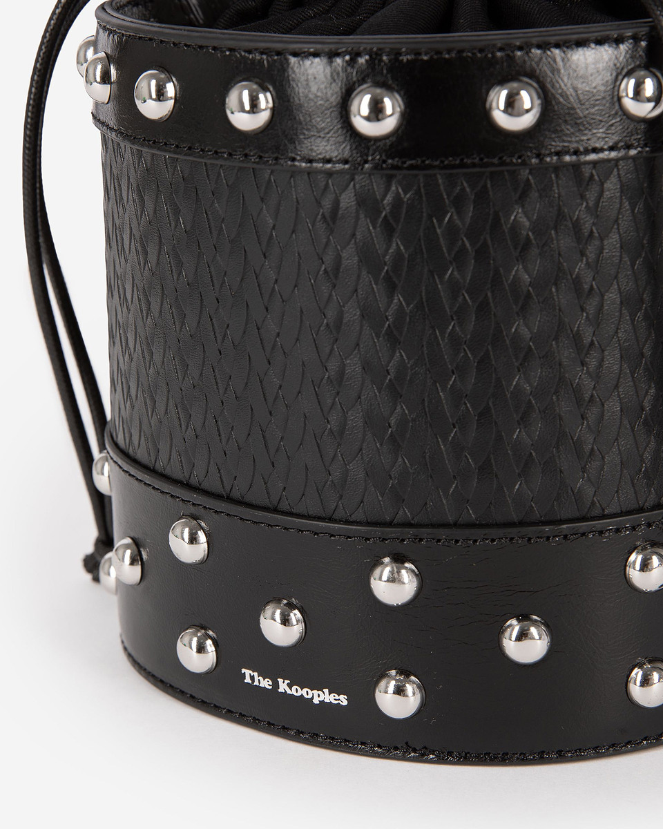 Studded bucket bag, black