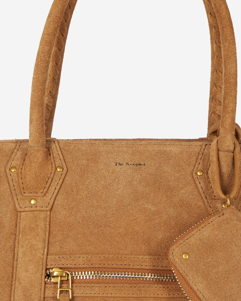Brown suede tote bag