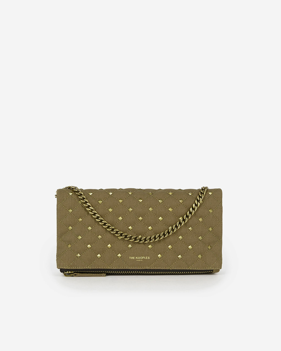 Small khaki canvas heritage clutch bag