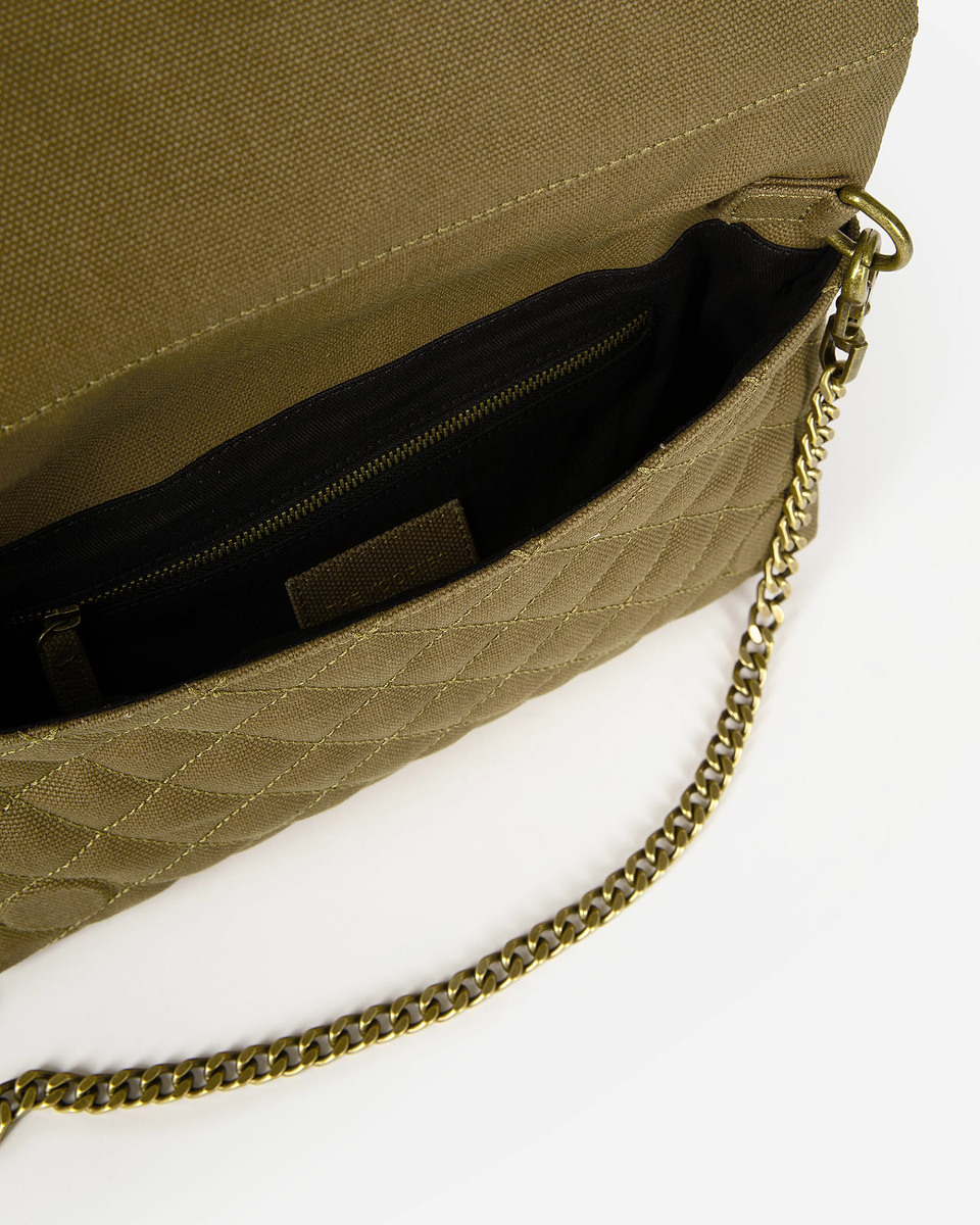 Small khaki canvas heritage clutch bag