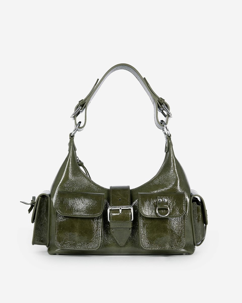 Amelia bag in green cracked leather