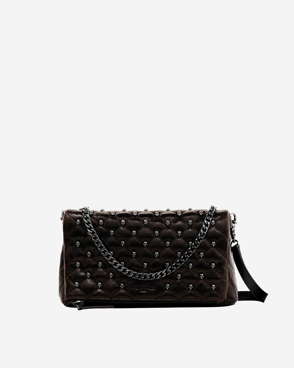 Heritage small clutch bag in brown cracked leather