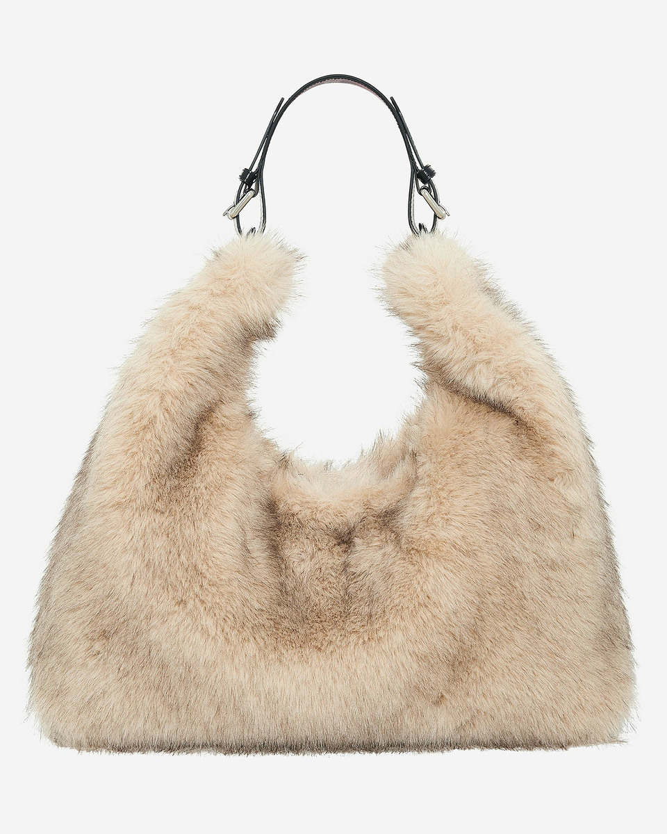 Beige fur-effect bag