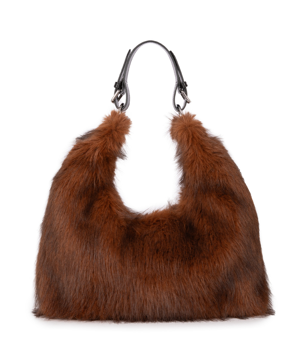 Brown fur-effect bag