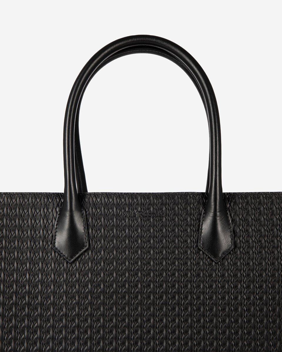 Ming L tote bag in black woven leather