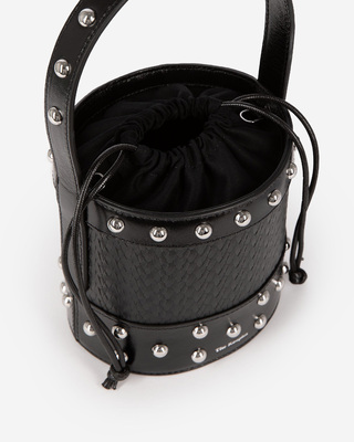 Studded bucket bag, black