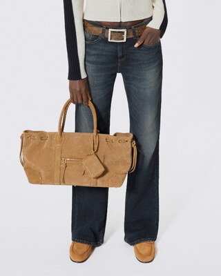 Brown suede tote bag