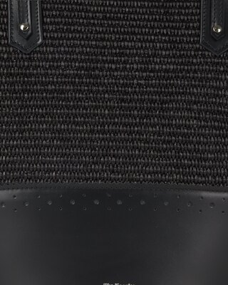 Black leather and raffia tote bag