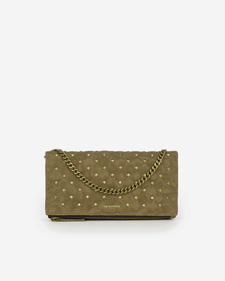 Small khaki canvas heritage clutch bag