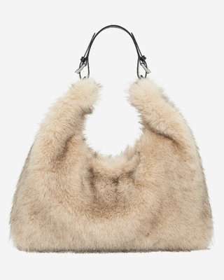 Beige fur-effect bag