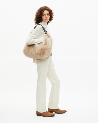 Beige fur-effect bag