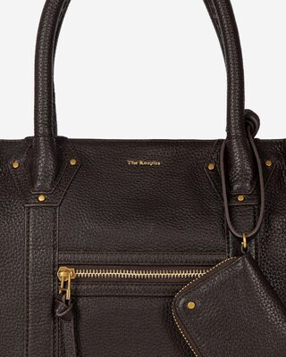 Brown grained leather shopper bag