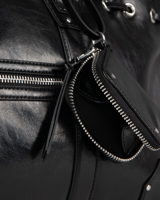 Black recycled leather tote bag