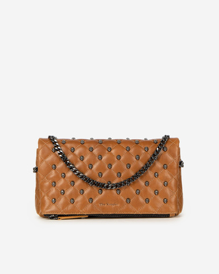 H&eacute;ritage small clutch bag in cognac cracked leather