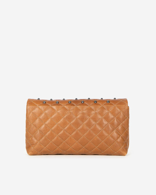 H&eacute;ritage small clutch bag in cognac cracked leather