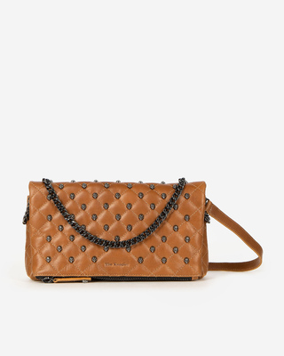 H&eacute;ritage small clutch bag in cognac cracked leather