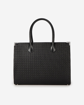 Ming L tote bag in black woven leather