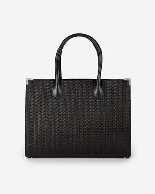 Ming L tote bag in black woven leather