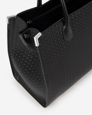 Ming L tote bag in black woven leather
