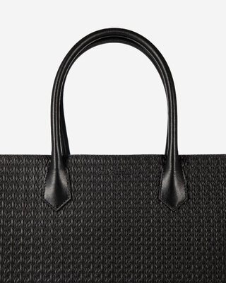 Ming L tote bag in black woven leather
