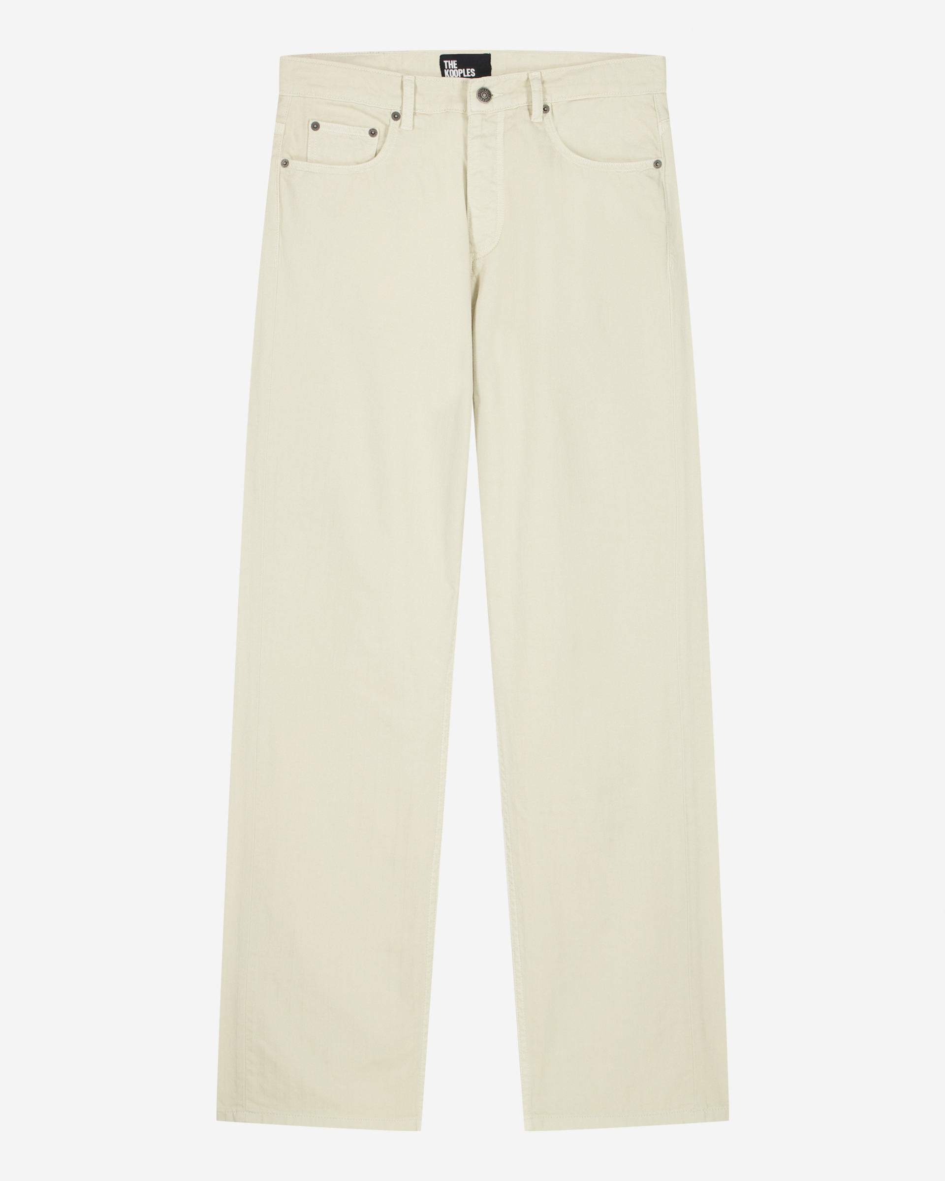 Straight jeans with off-white herringbone pattern