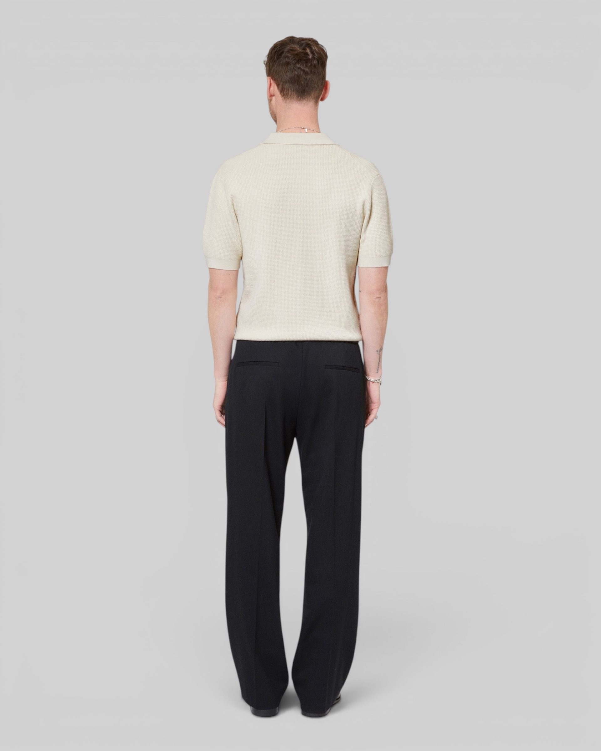 Beige polo-neck zip sweater