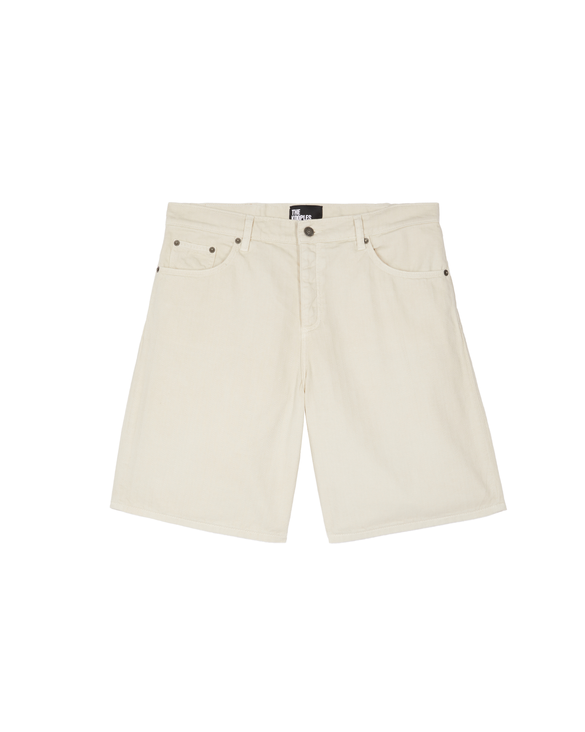 Denim shorts in ecru herringbone