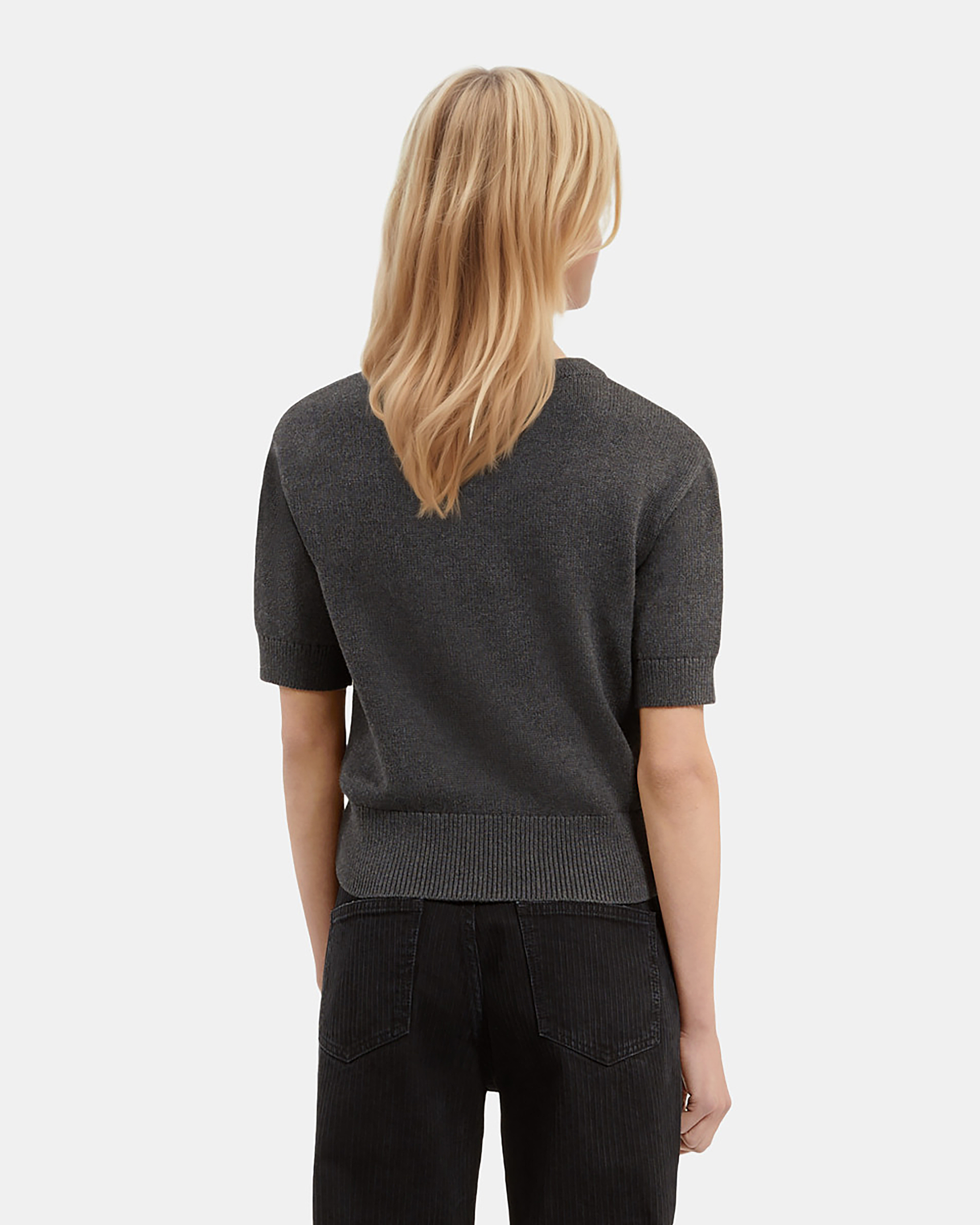 Short sleeved screen printed sweater