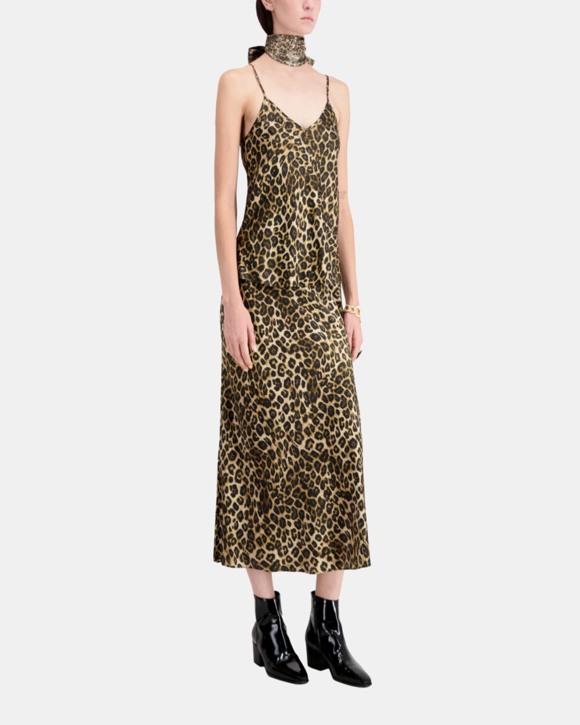 Leopard print silk camisole